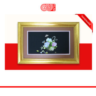 Tranh Thêu Tay Giỏ Hoa Cẩm Tú Cầu Tranh cao cấp tranh thêu tay
